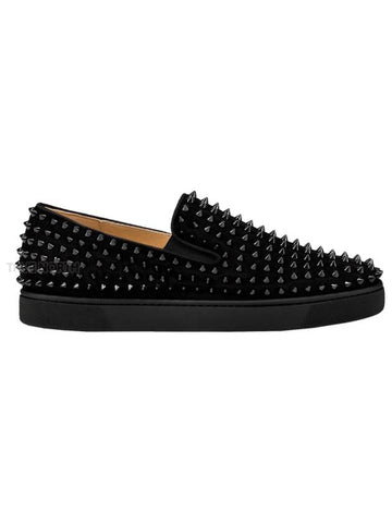 Roller Boat Spike Suede Slip-Ons Black - CHRISTIAN LOUBOUTIN - BALAAN 1