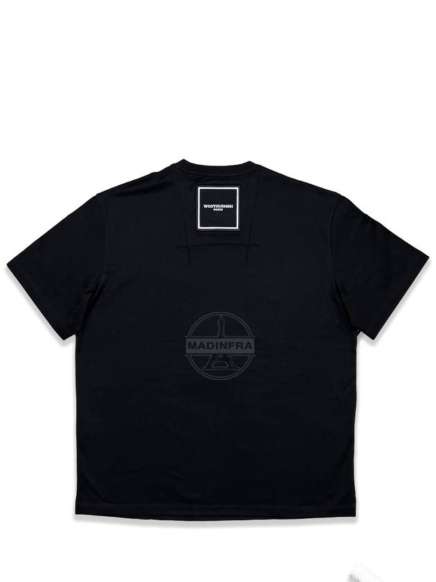 Back Logo Square Label Cotton Short Sleeve T-Shirt Black - WOOYOUNGMI - BALAAN 2