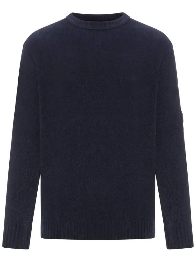 Cotton Chenille Crewneck Knit Top Navy - CP COMPANY - BALAAN 2