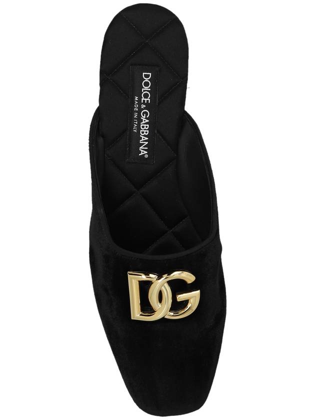 Dolce & Gabbana Velvet Slides, Women's, Black - DOLCE&GABBANA - BALAAN 6