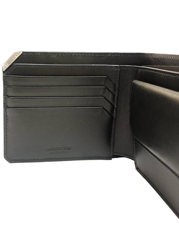 Metal Logo Leather Bifold Wallet Black - MONTBLANC - BALAAN.