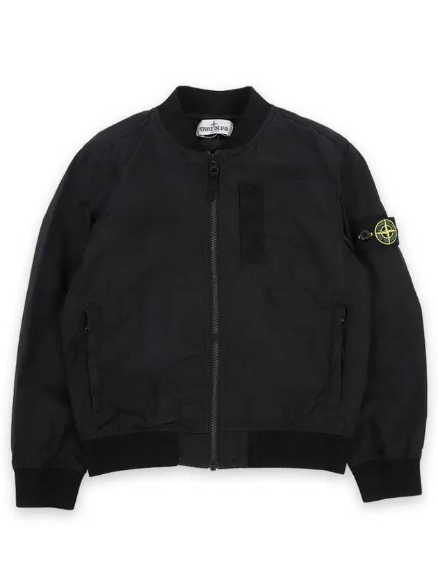 Kids Garment Dyed Cotton Nylon Bomber Jacket Black - STONE ISLAND - BALAAN 3