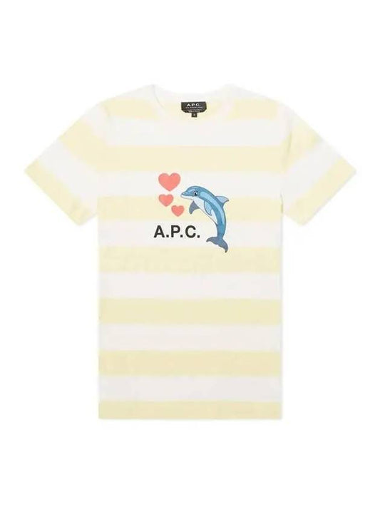 Chloe Dolphin Logo Striped Short Sleeve T-Shirt Yellow - A.P.C. - BALAAN 2