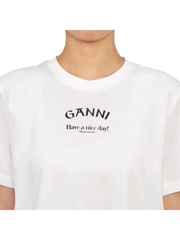 Logo Round Neck Relaxed Short Sleeve T-shirt Bright White - GANNI - BALAAN 6