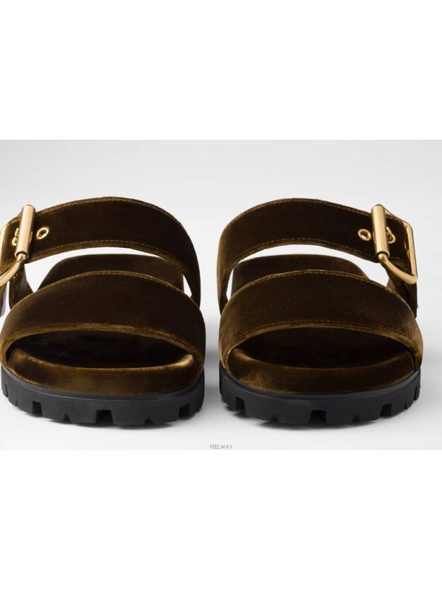 Velvet Slide Slippers Oak - PRADA - BALAAN 6