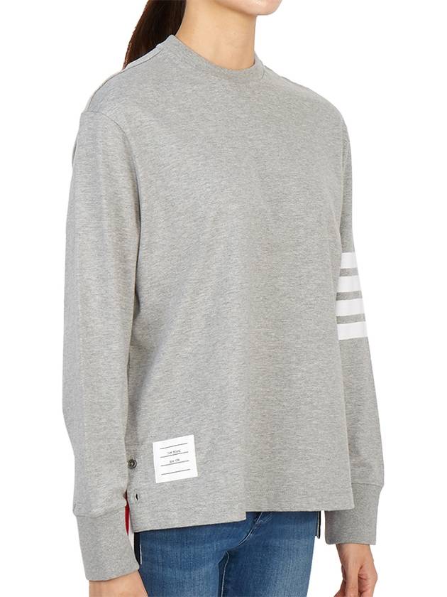 Engineered 4 Bar Medium Weight Jersey Oversized Long Sleeved T-Shirt Light Grey - THOM BROWNE - BALAAN 4