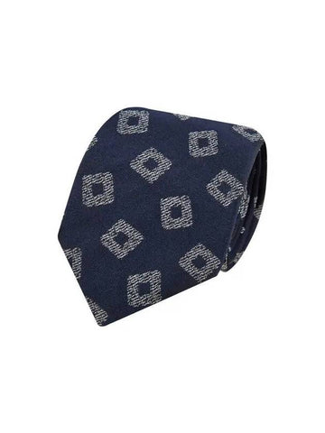 Men s Square Pattern Silk Tie Blue - EMPORIO ARMANI - BALAAN 1