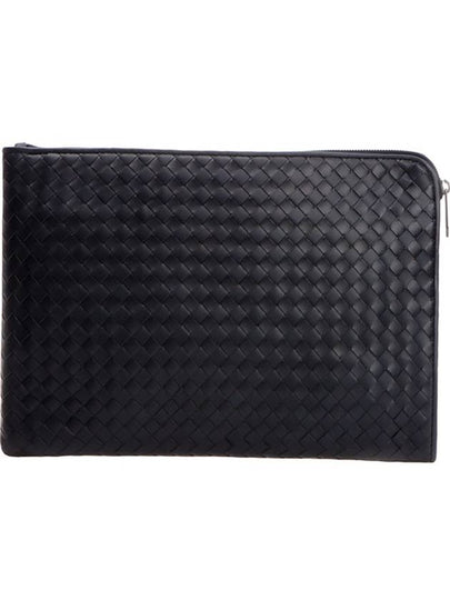 Intrecciato Weaving Zipper Medium Clutch Bag Grey - BOTTEGA VENETA - BALAAN 2