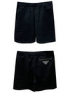 Triangle Logo Cotton Shorts Black - PRADA - BALAAN 5