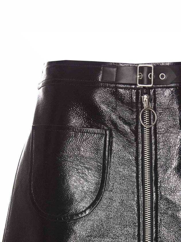 Buckle Zipper Vinyl Mini A Line Skirt Black - COURREGES - BALAAN 5