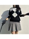 golf knit gray argyle simple long sleeve knit - LOLOALLOY - BALAAN 1