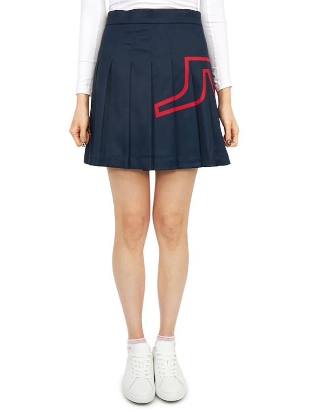 Women's Naomi NAOMI Pleated Skirt Navy - J.LINDEBERG - BALAAN 2