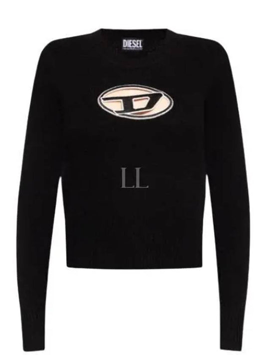 M-Areesa Jumper Embroidered Cut-Out Logo Knit Top Black - DIESEL - BALAAN 2