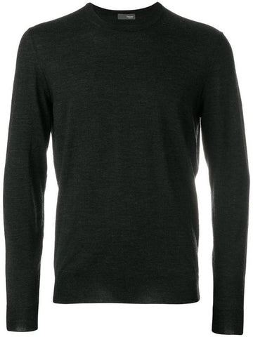 Men's Crew Neck Wool Knit Top Carbon - DRUMOHR - BALAAN 1