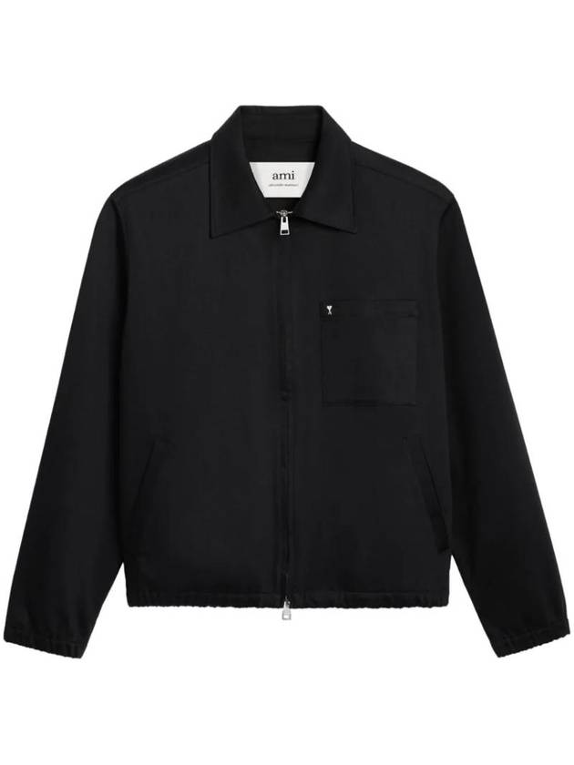 Heart Logo Zip-up Jacket Black - AMI - BALAAN 1