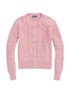 Women's Embroidered Logo Pony Cable Cardigan Pink - POLO RALPH LAUREN - BALAAN 2