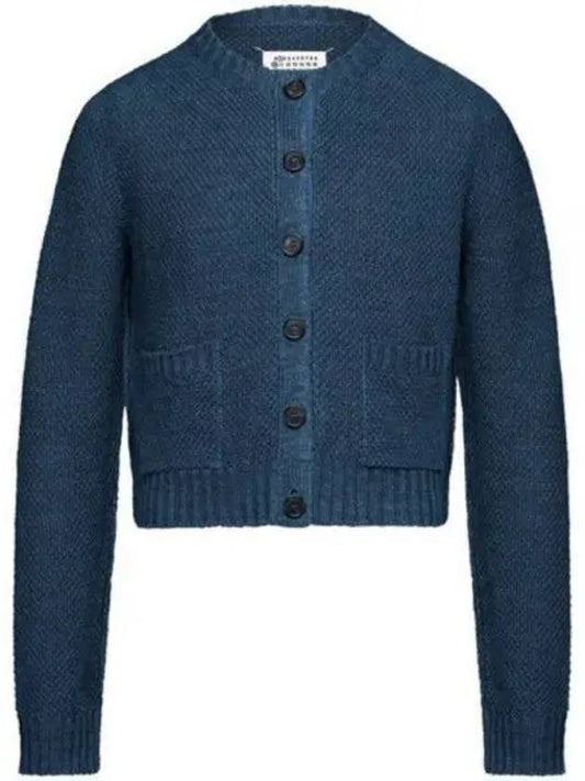 Hemp Basket Weave Knit Cardigan Blue - MAISON MARGIELA - BALAAN 2