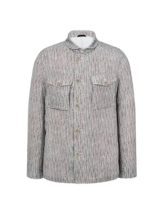 Men s Patterned Pocket Shirt Jacket Warm Gray 271672 - GIORGIO ARMANI - BALAAN 1