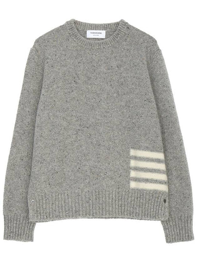 Donegal 4-Bar Striped Crew Neck Wool Knit Top Light Grey - THOM BROWNE - BALAAN 2