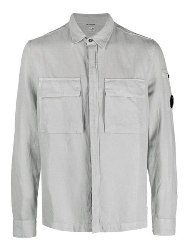 Broken Cotton Linen Lens Button Long-Sleeve Shirt Grey - CP COMPANY - BALAAN 2