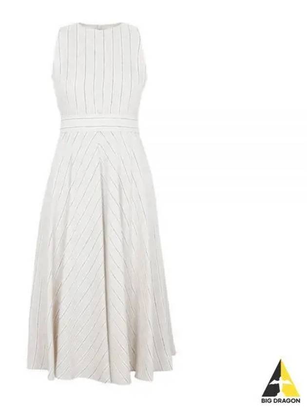 Aerovia Striped Belt Linen Sleeveless Midi Dress Sand - MAX MARA - BALAAN 2