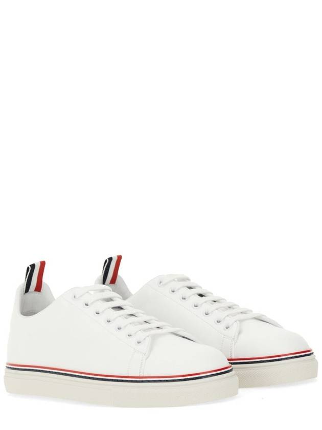 Tennis Vitello Calf Leather Low Top Sneakers White - THOM BROWNE - BALAAN 3