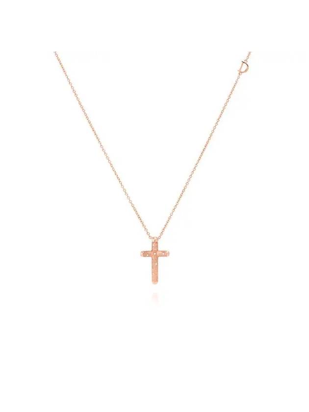 Metropolitan Diamond Cross Necklace Pink Gold - DAMIANI - BALAAN 1