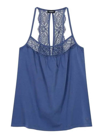 UNDERWEAR Women's Flower Lace Pajama Top Indigo - EMPORIO ARMANI - BALAAN 1