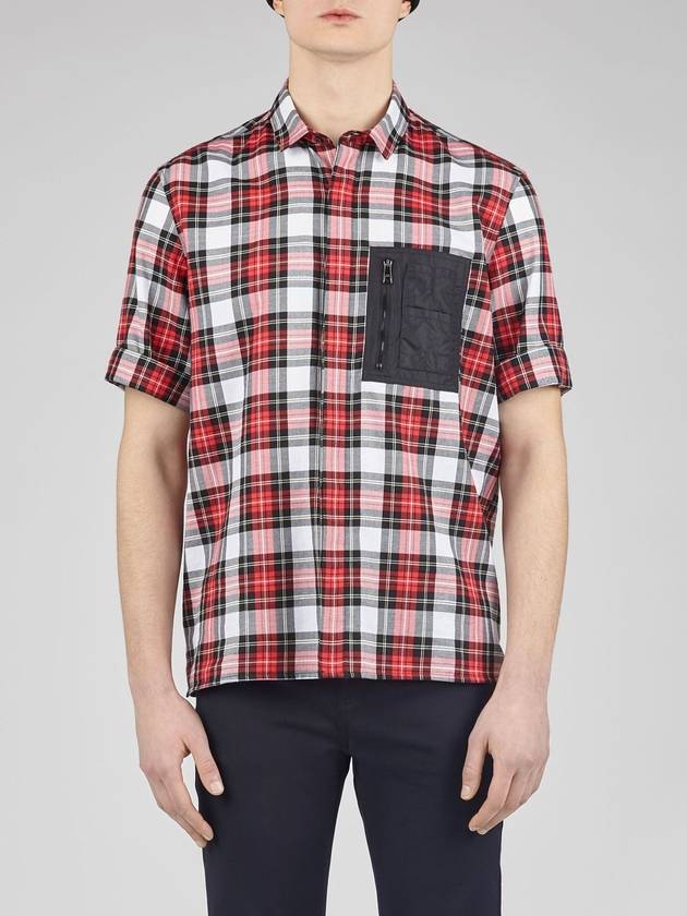 Tartan Short Sleeves Shirt With Nylon Pocket - NEIL BARRETT - BALAAN 6