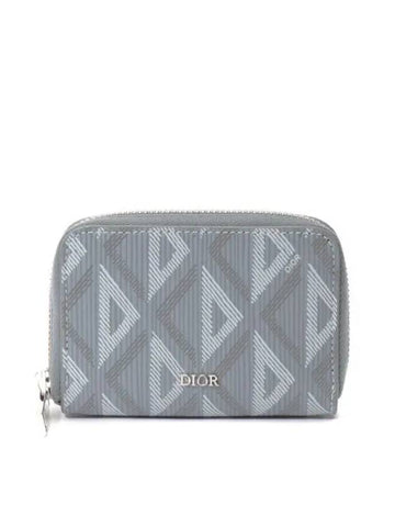 CD Diamond Canvas Zipper Card Wallet Grey - DIOR - BALAAN 1