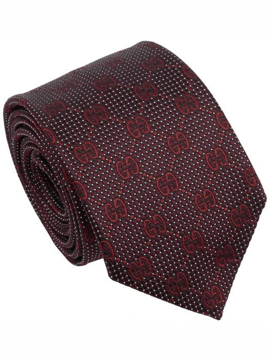 Men's GG Dot Pattern Silk Necktie Brown - GUCCI - BALAAN 1