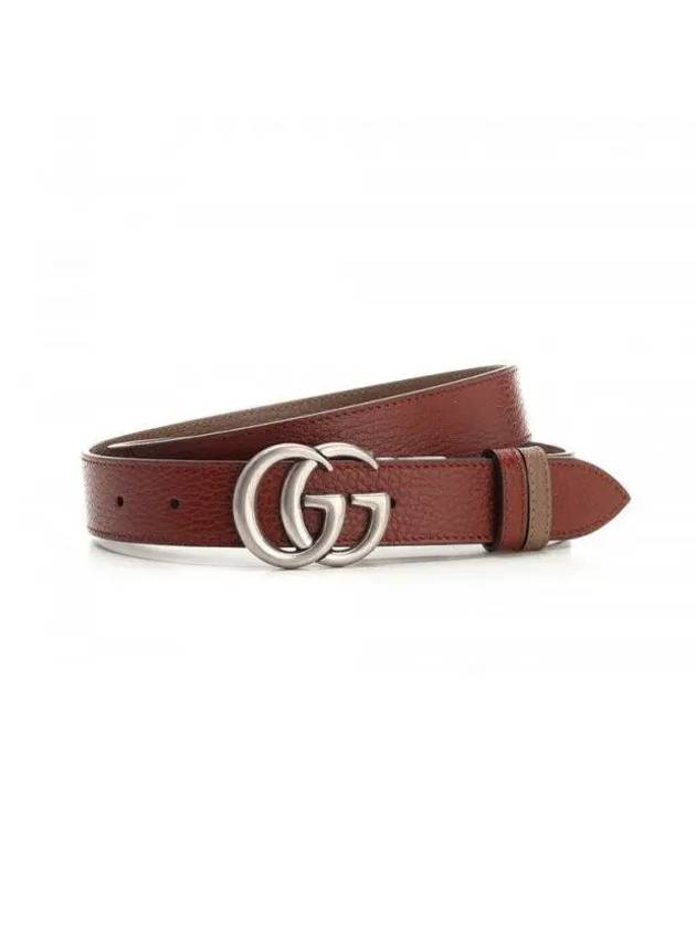 Men's Marmont Reversible Thin Leather Belt Brown - GUCCI - BALAAN 3