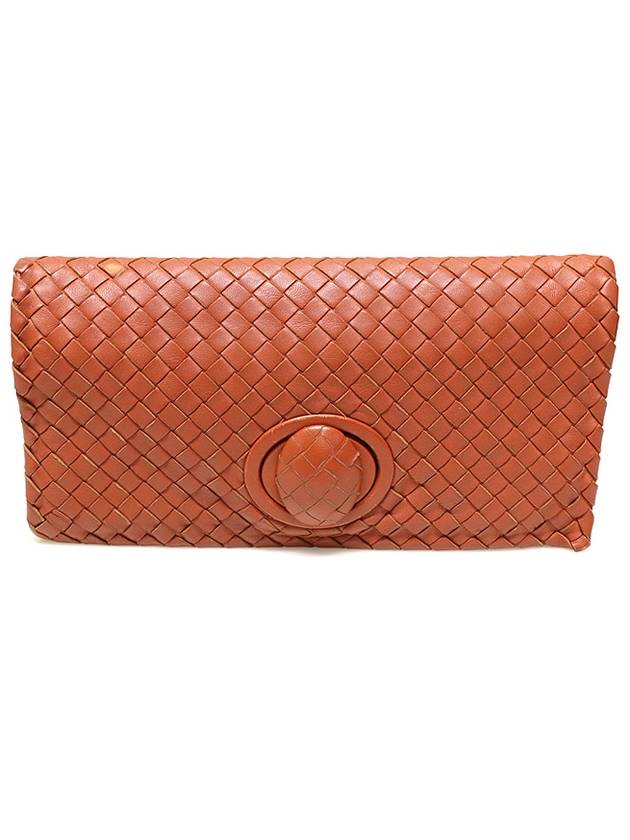 274473 Brick Color Intrecciato Nappa Weaving Foldover Clutch - BOTTEGA VENETA - BALAAN 1