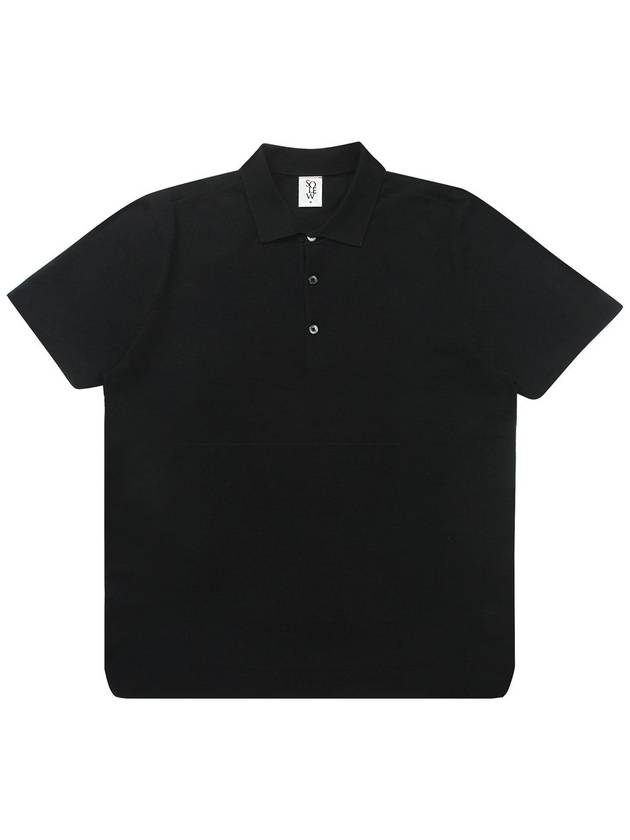 Men's Button Short Sleeve Polyester Polo Shirt Black - SOLEW - BALAAN 1