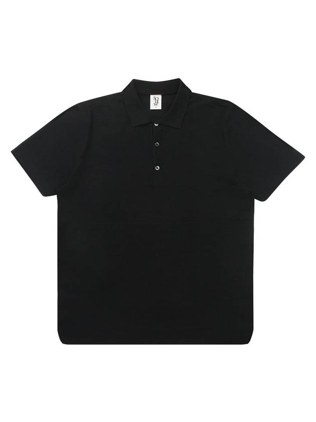 Men's Button Short Sleeve Polyester Polo Shirt Black - SOLEW - BALAAN 2