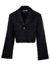 Boucle Jacquard Crop Blazer Jacket Black - GANNI - BALAAN 2