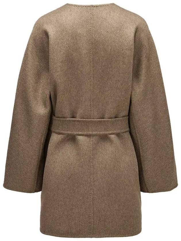 Albata Crew Neck Belt Single Coat Brown - MAX MARA - BALAAN 3