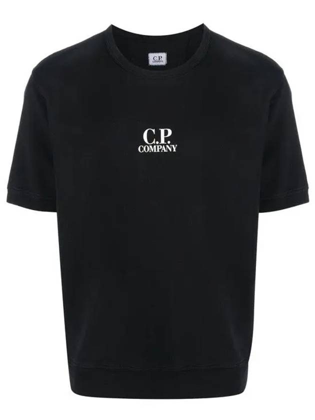 Men's Logo Print Crew Neck Cotton Short Sleeve T-Shirt Black - CP COMPANY - BALAAN 2