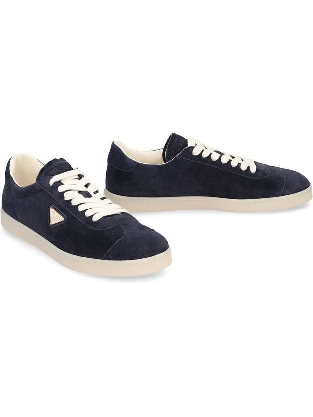 Lane Suede Low Top Sneakers Navy - PRADA - BALAAN 4