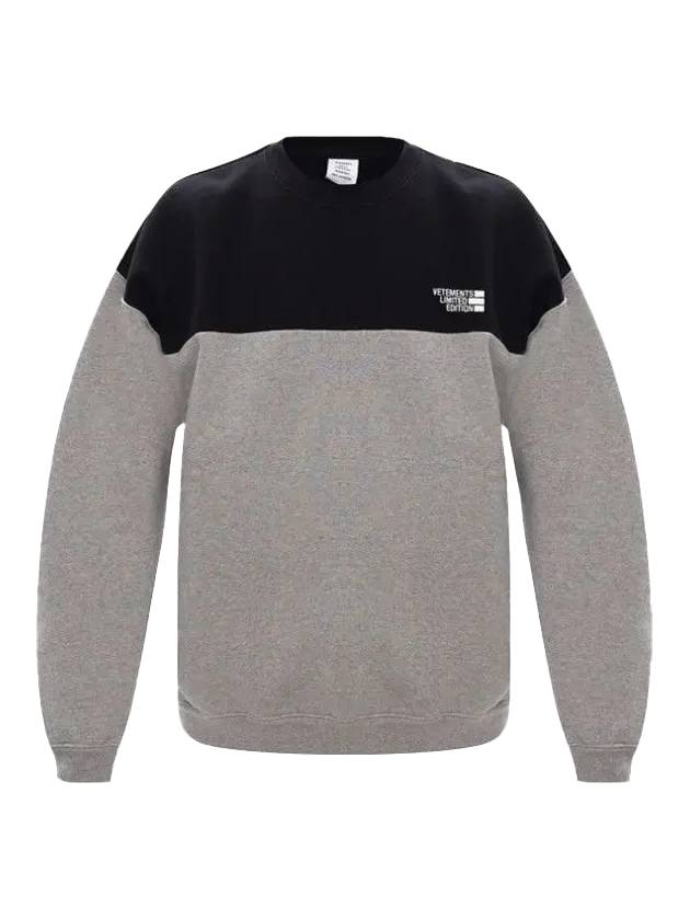 Color Block Crew Neck Sweatshirt Black Grey - VETEMENTS - BALAAN 1