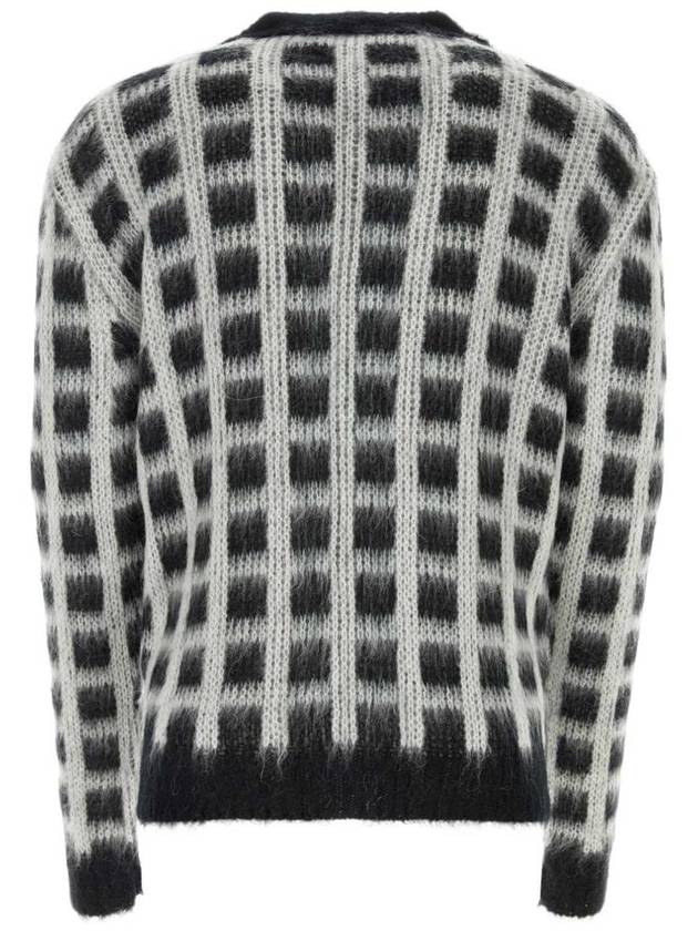 Check Brush Wool Cardigan White Black - MARNI - BALAAN 3