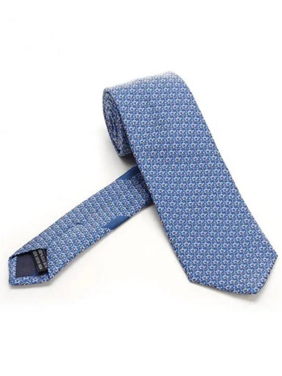 Gancini Print Silk Tie Blue - SALVATORE FERRAGAMO - BALAAN 2