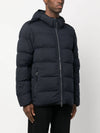 Seamless Logo Nylon Hooded Down Jacket Navy - STONE ISLAND - BALAAN 5