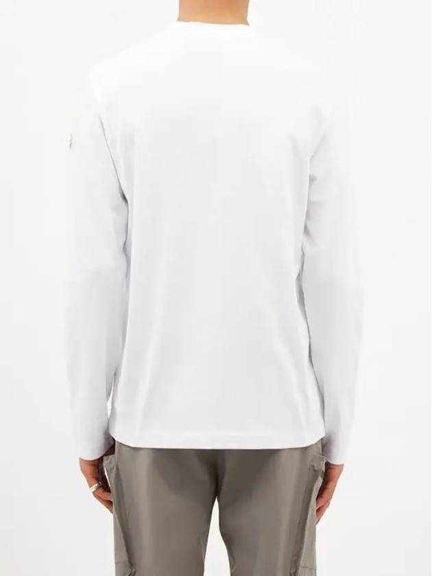 Circle logo ripstop point long sleeve t shirt white 8D00005 8390T 001 - MONCLER - BALAAN 5