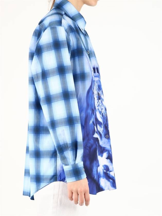 Jesus Printing Check Shirt Blue - BURBERRY - BALAAN 4