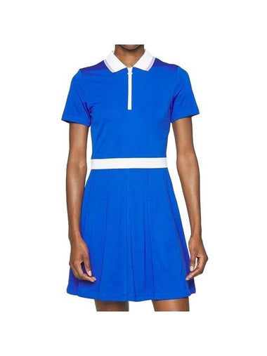 Women's Helga Short Sleeve Polo One Piece Blue - J.LINDEBERG - BALAAN 1