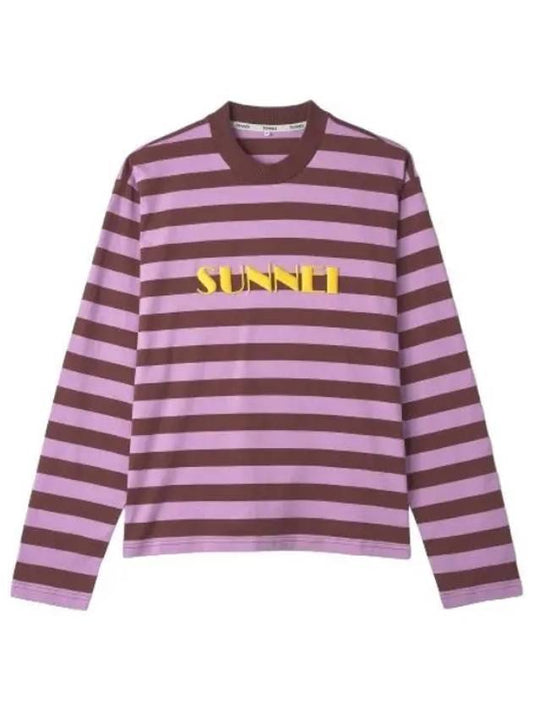 Classic Big Logo Embroidered T Shirt Lilac Burgundy Long Sleeve Tee - SUNNEI - BALAAN 1