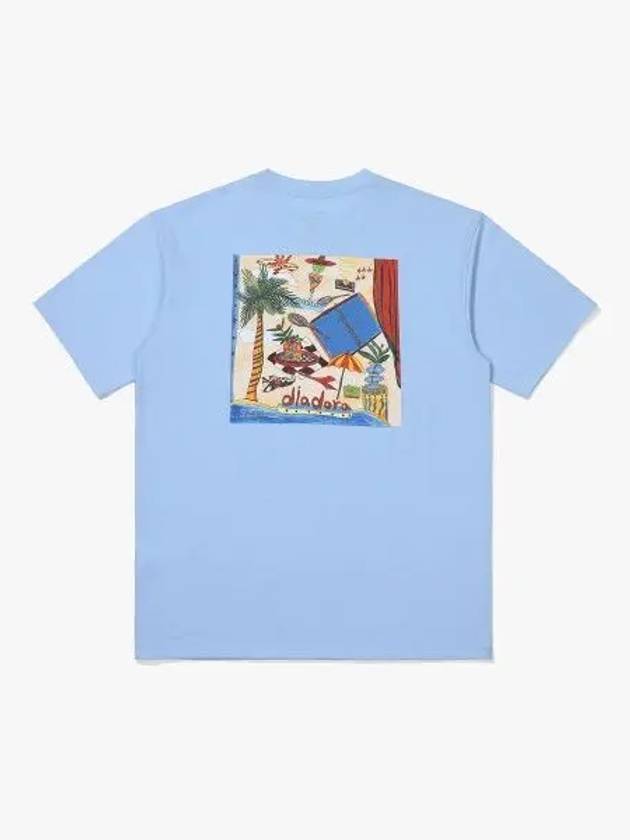 Diadora HersiX Drawing Artwork Short Sleeve T Shirt SKY BLUE - DIADORA - BALAAN 1