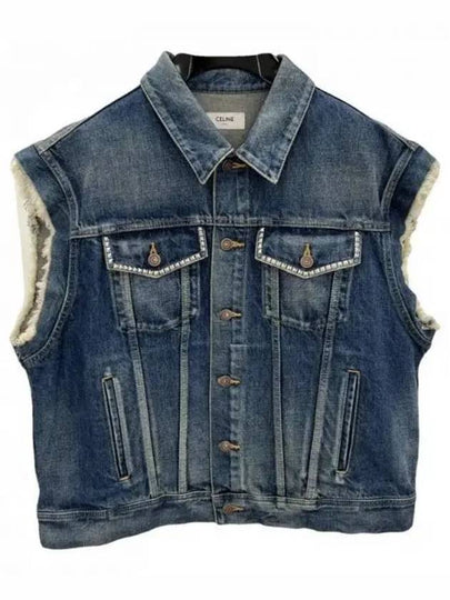 Trucker Denim Jacket Blue - CELINE - BALAAN 2