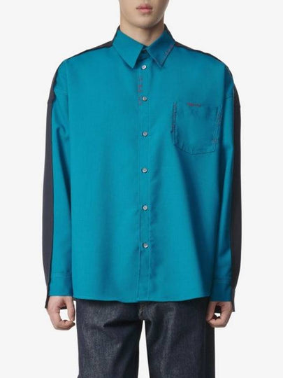 Color Block Virgin Wool Short Sleeve Shirt Blue - MARNI - BALAAN 2